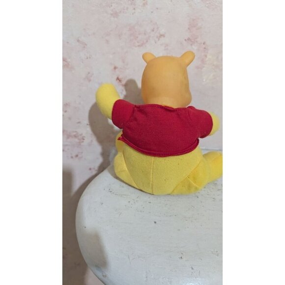 Vintage Disney Winnie The Pooh Plush rubber headYellow Red  Stuffed Animal RARE - Picture 6 of 9